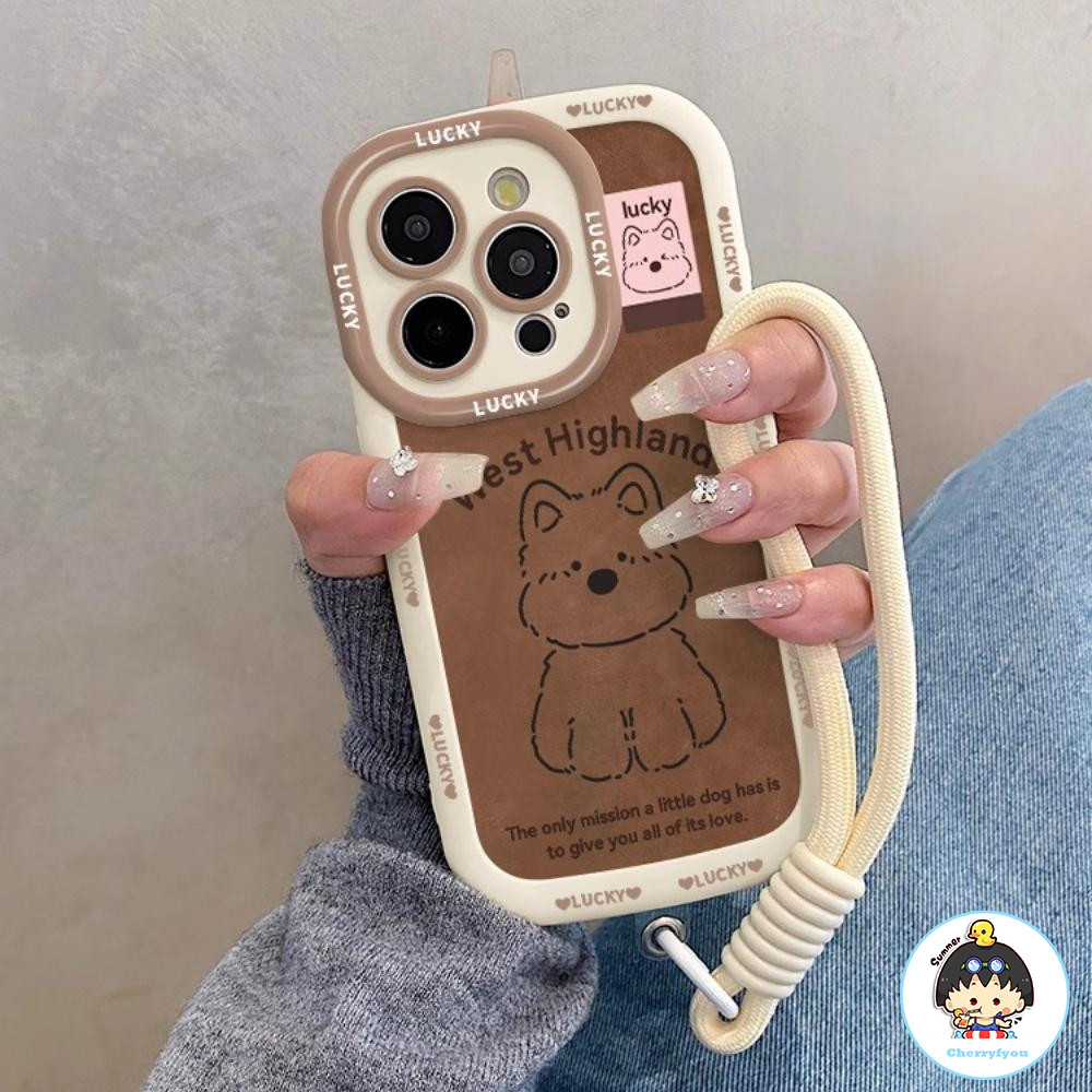 Retroสีน้ําตาลWest Highland Lanyardเคสโทรศัพท์สําหรับOPPO Reno12 Pro 11 A15 A35 2021 A3 Pro A5 A3S A