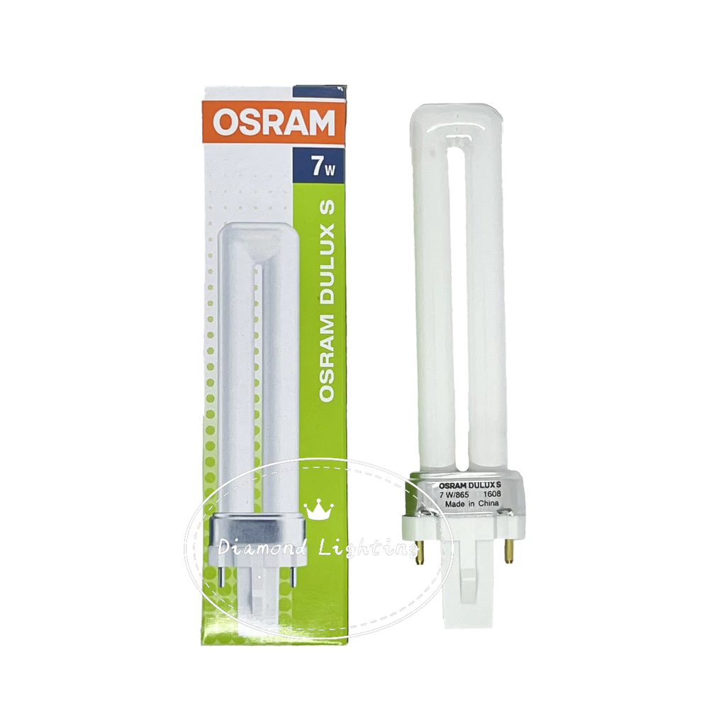 หลอดไฟ หลอดตะเกียบ แบบเสียบ PL-S ขนาด 7W 9W 11W มี สีขาว Daylight และ สีวอร์มไวท์ Warmwhite ยี่ห้อOSRAM