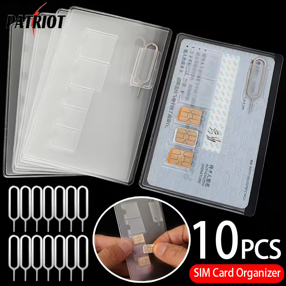 [AUTO&3C]1-10 PCS All-in-One SIM Card Organizer พร้อม PVC หนา, กระเป๋าเก็บโปร่งใสสําหรับ Nano/Micro/Standard ซิมการ์ด & Ejector เครื่องมือ