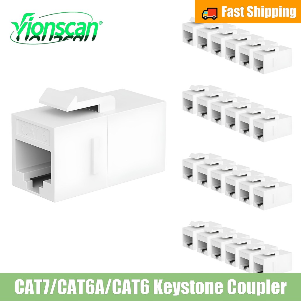 Vionscan 10PCS RJ45 CAT6 Keystone Coupler หญิงหญิงใส่ Coupler Keystone อินไลน์ Coupler