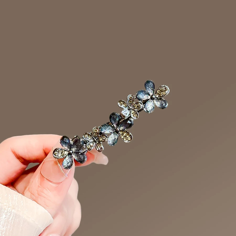 ใหม่ Rhinestone เคลือบดอกไม้ Hairpin Duckbill คลิปผู้หญิงประณีตด้านข้าง Bangs คลิปโลหะผสมคลิปผมแฟชั่นอุปกรณ์เสริมผม