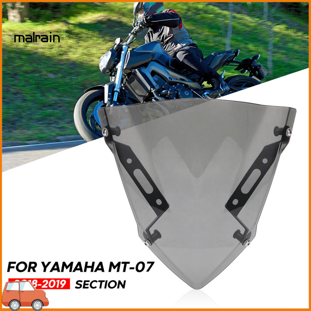 [Ma] ABS กระจกรถจักรยานยนต์ Strong Windshield Wind Deflector Robust สําหรับ Yamaha MT-07 FZ-07 14-18