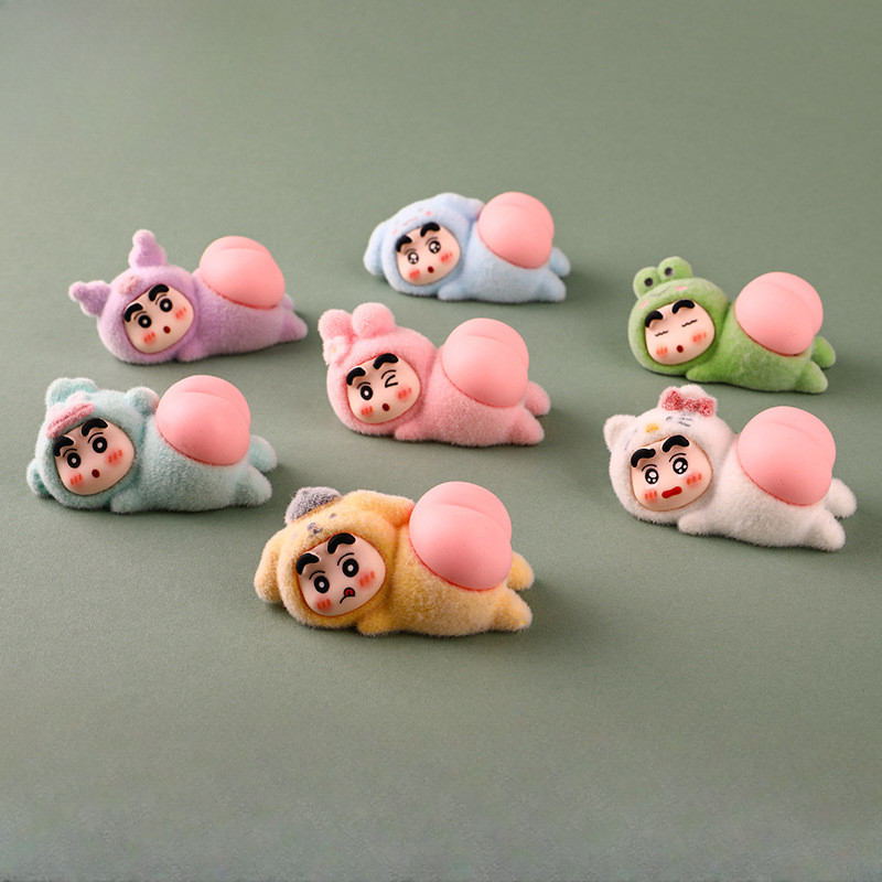 7ชิ้นน่ารักกํามะหยี่ชินจังนุ่มสะโพกเรซิ่นเสน่ห์สําหรับ ทําเอง (8-308)