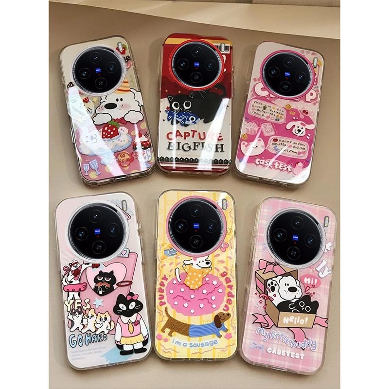 เหมาะสําหรับ vivoX100 เคสโทรศัพท์ X100Pro/X100S/X100Ultra การ์ตูนน่ารัก Big Hole Hard Case ins