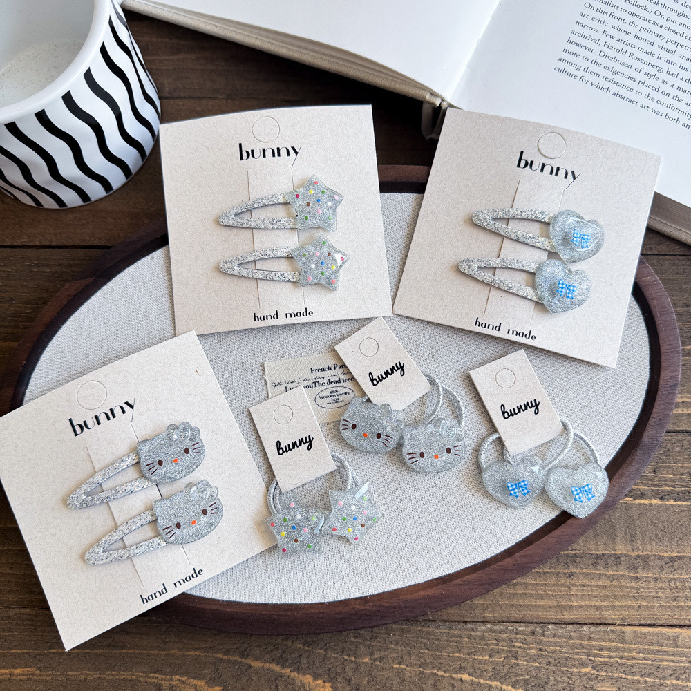 Sparkling Star Love BB Clip Girls Cute Cat Hairpin Hair Ties Set