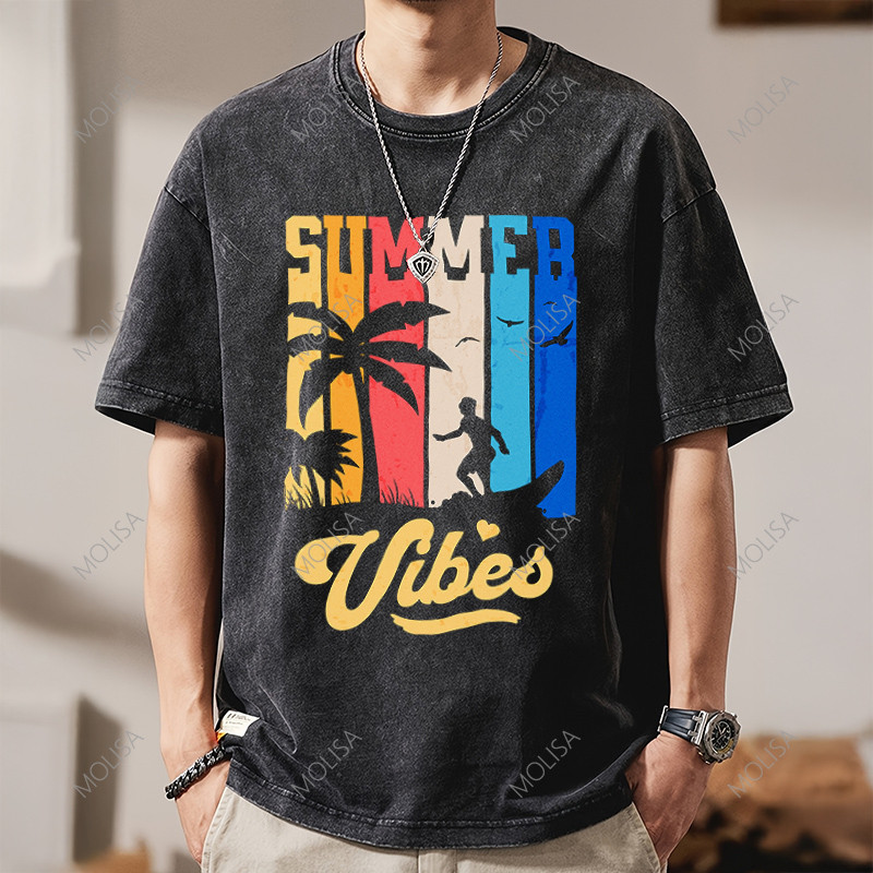 เสื้อยืด คอกลม แฟชั่น 2026 style Unisex Sunner Tshirtผ้าฟอก สกรีนเสื้อ สีดำ เสื้อยืดผู้ชาย เสื้อยืดคู่รัก 68015#
