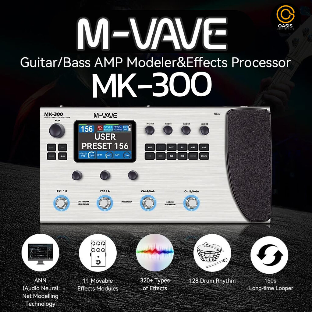 M-VAVE MK-300 Multi-Effect มัลติเอฟเฟคกีต้าร์ไฟฟ้า มัลติเอฟเฟคกีตาร์ไฟฟ้า Professional Multi Guitar 