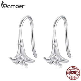 Bamoer 925 เงินสเตอร์ลิง Sliver Hook ต่างหู Lily ดอกไม้เครื่…
