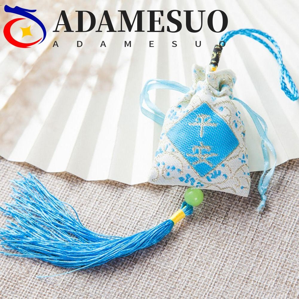 Adamesuo ดอกไม้พู่ Drawstring กระเป๋า, เย็บปักถักร้อย Fu Letter ผ้าใบชาติพันธุ์ดอกไม้กระเป๋าถือ, Elegant ลูกปัดขนาดใหญ่ความจุ Hanfu ตกแต่งสไตล์จีนซอง Hanfu ตกแต่ง