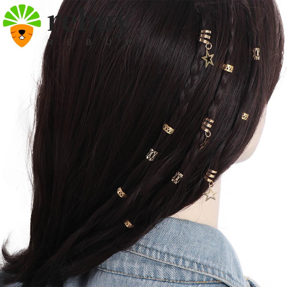 Rebuy 36pcs Star Decor แหวนผม, Dread ล็อคผม Braiding ผม Braiding โลหะ Cuffs,อุปกรณ์เสริมผม Headwear Charm DIY ถักเชือกผมเครื่องประดับ