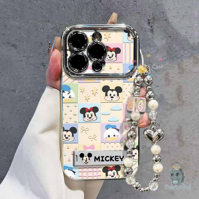ปลอกสําหรับ ไอโฟน 11 16 7 8 6 6ส บวก 15 14 13 12 มือโปร เอ็กซ์อาร์ X Xs สูงสุด ของขวัญปีใหม่น่ารักมิกกี้เมาส์ครอบครัวกรณีโทรศัพท์ + วงเล็บ + โซ่ชุบกันกระแทกปกห