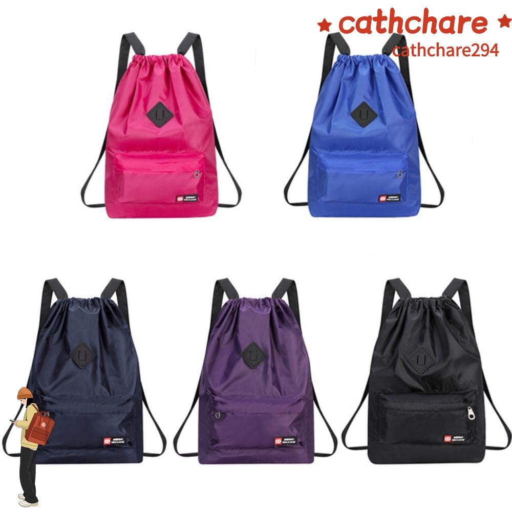 Cathchare294 กระเป๋าเป้สะพายหลัง Drawstring กระเป๋าเป้สะพายหลังอเนกประสงค์ 5 สี อินเทรนด์กันน้ําล้างทําความสะอาดได้กระเป๋าคอมพิวเตอร์ความจุขนาดใหญ่