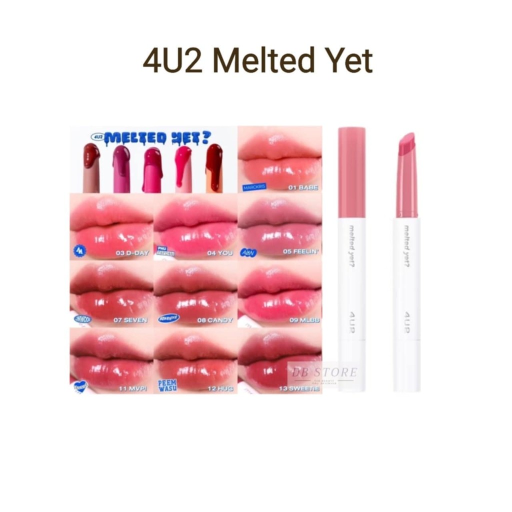 4U2 Melted Yet ลิปบาล์ม ละลาย เนื้อเม้ลท์ ปากฉ่ำ อวบอิ่ม สเตนสี 2 g. ลิป น้องบัส