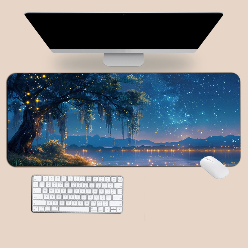 แผ่นรองเมาส์ทิวทัศน์ท้องฟ้าเต็มไปด้วยดวงดาวขนาดใหญ่ที่กําหนดเองล็อคขอบโต๊ะคอมพิวเตอร์เสื่อมูลค่าสูงโต๊ะทํางาน ม แผ่นรองเมาส์ - รูปที่ 6