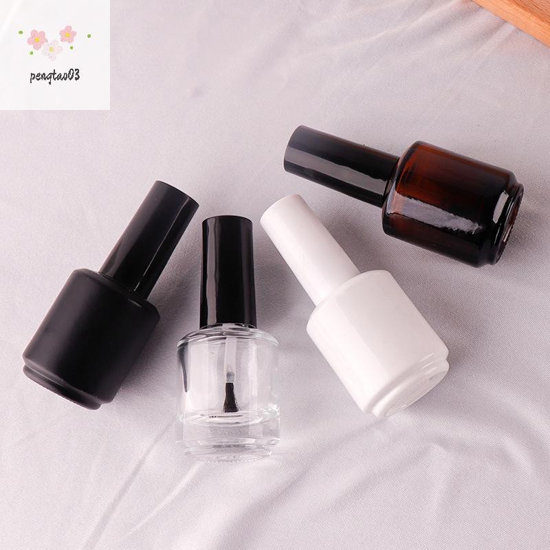 Pengtao03 15ml แก้วใสขวดยาทาเล็บที่ว่างเปล่าพร้อมฝาปิดแปรงคอนเทนเนอร์เครื่องสําอางขวดแก้วเล็บพร้อมแปรงใหม่