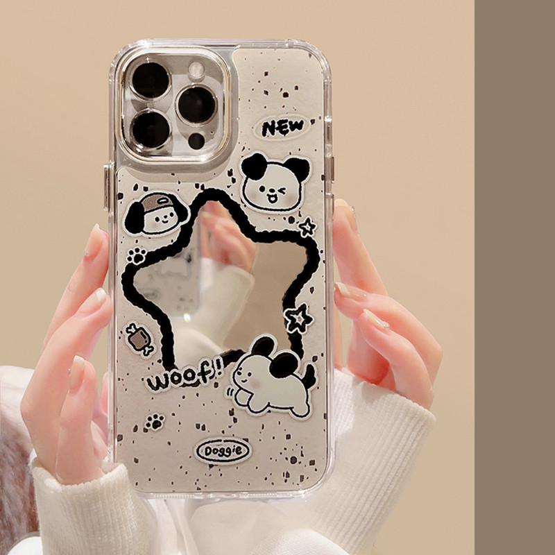 น่ารักลูกสุนัขดาวกระจกเคสโทรศัพท์สําหรับrealme C63 C61 C67 C65 C55 C53 C51 C35 C33 C30 C25S C25Y C21