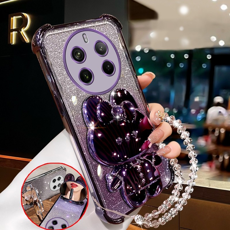 กันกระแทก เคสสําหรับRealme 12 pro 5g realme 12 PLUS + 5Gประกายสีชมพูเคสโทรศัพท์กระต่ายกระจกแต่งหน้าพร้อมที่วางซิลิโคนTPU Soft case XXXDA ราคา ถูกที่สุด ดีลบีเคเค แกลเลอรีภาพที่ 2