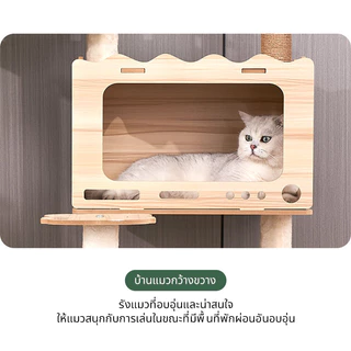คอนโดแมวขนาดใหญ่176CMวัสดุทนทานแข็งแรง มั่นคง ใช้ได้กับแมว4-6 ตัว condo แมว คอนโดแมวไม้ ของเล่นแมว คอนโดแมวใหญ่