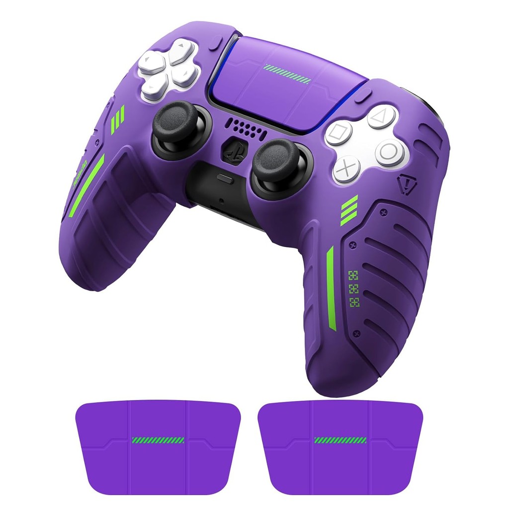 Ps5 Controller Skin, Anti-Slip Soft Silicone Protective Cover Case for PS5 Wireless Controller with Enhanced Grip Design and 2 Themed Stickers,สีม่วง