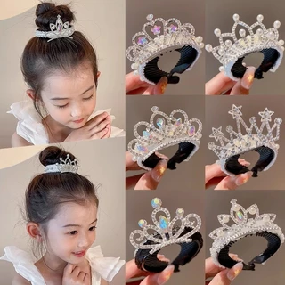 กิ๊บติดผมเด็กแฟชั่นเกาหลีน่ารัก พลอยเทียม มงกุฎหัวเข็มขัดผมหางม้าสูง