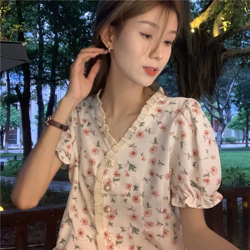 Veewink เสื้อเชิ้ตลายดอกไม้ แขนสั้น ผู้หญิง thumbnail 6