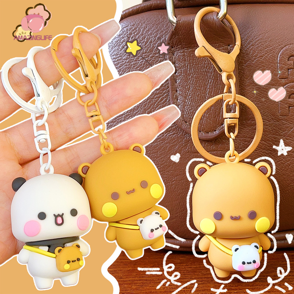 2 ชิ้นน่ารักหมี Bubu และ Yier ตุ๊กตาจี้พวงกุญแจ - DIY กระเป๋าเป้สะพายหลังจี้คู่ของขวัญวาเลนไทน์
