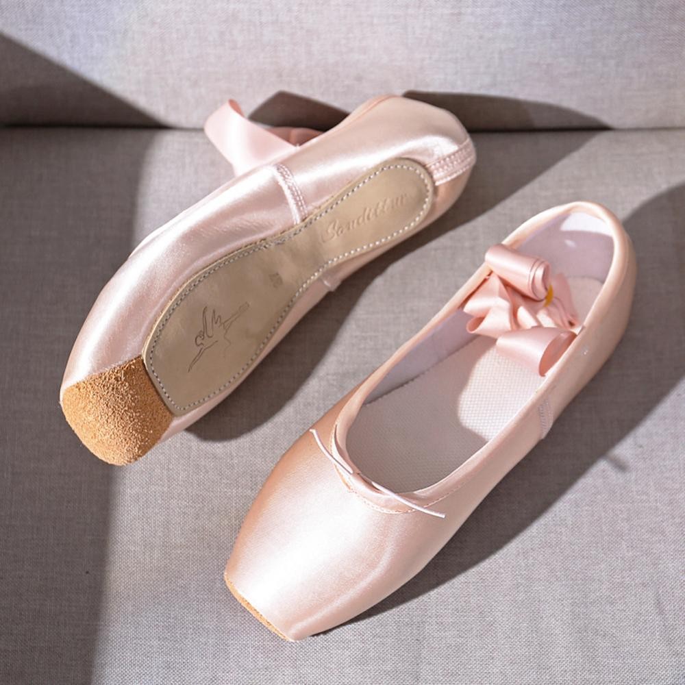 Feelfly Professional Ballet Pointe รองเท้าสาวสุภาพสตรีริบบิ้นบัลเล่ต์รองเท้าประสิทธิภาพรองเท้าฝึกรองเท้าเต้นรํา H5K1