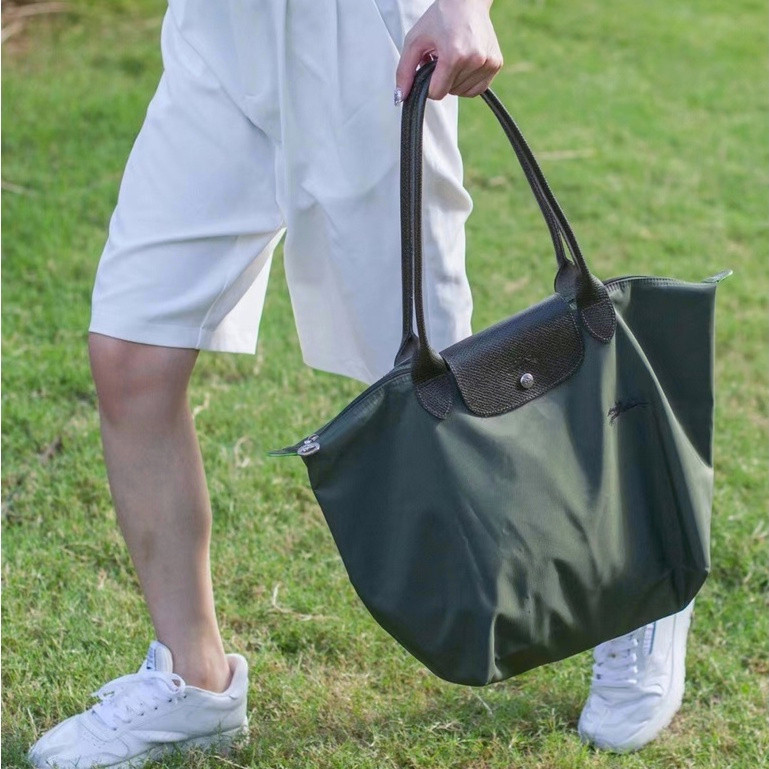 【ห่อของขวัญ】สินค้ามีพร้อมส่งที่ไทย กระเป๋า Longchamp แท้ lepliager กระเป๋าโท้ตหูยาว กระเป๋าช้อปปิ้งแบบพับได้