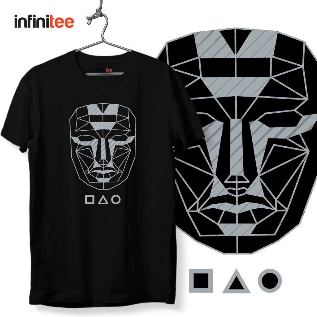 Infinitee Squid Game Front Man Mask เสื้อ Netflix ในเสื้อยืดสีดําสําหรับผู้ชายผู้หญิงเสื้อยืด