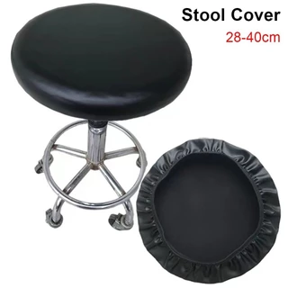 CODTABLEZO 1 ชิ้นเก้าอี้ที่นั่ง,หนัง PU พร้อมวงยืดหยุ่นผ้าคลุมเก้าอี้ทรงกลม,ปลอกกันน้ําทนทาน 28-40 ซม.เบาะรองนั่งสตูลสําหรับเก้าอี้หมุนบาร์