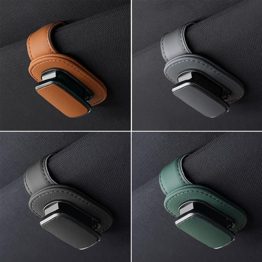FYY Super Fiber Leather Car ที่เก็บแว่นตาคลิป Sun Visor แว่นตากันแดดผู้ถืออุปกรณ์ตกแต่งภายในรถยนต์ - รูปที่ 2