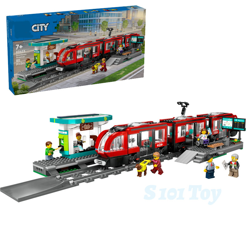 คัดลอก DIY ปราสาทรถไฟเมือง Downtown Streetcar และสถานี 60423 (811 ชิ้น) STEM Budgeling Blocks ของเล่