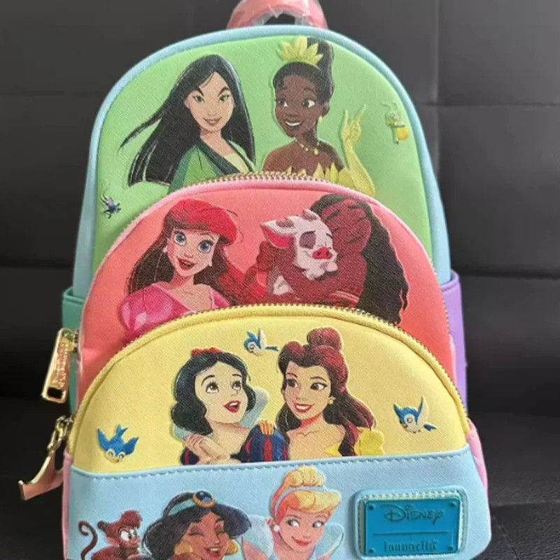 ใหม่ Loungefly การ์ตูนอะนิเมะเจ้าหญิง Collage Mini กระเป๋าเป้สะพายหลังแฟชั่นอุปกรณ์เสริมขนาดใหญ่ความจุ Surprise หญิงน่ารัก Xmas ของขวัญ