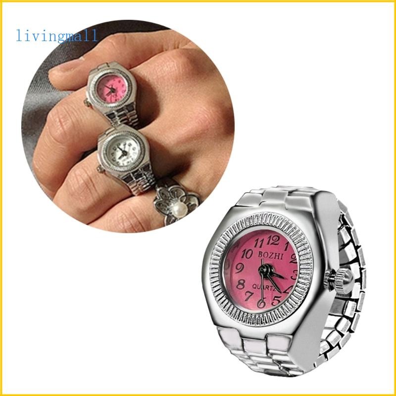 LIVI Retro Watch Rings Square Round Quartz Analog Alloy Shells Watch