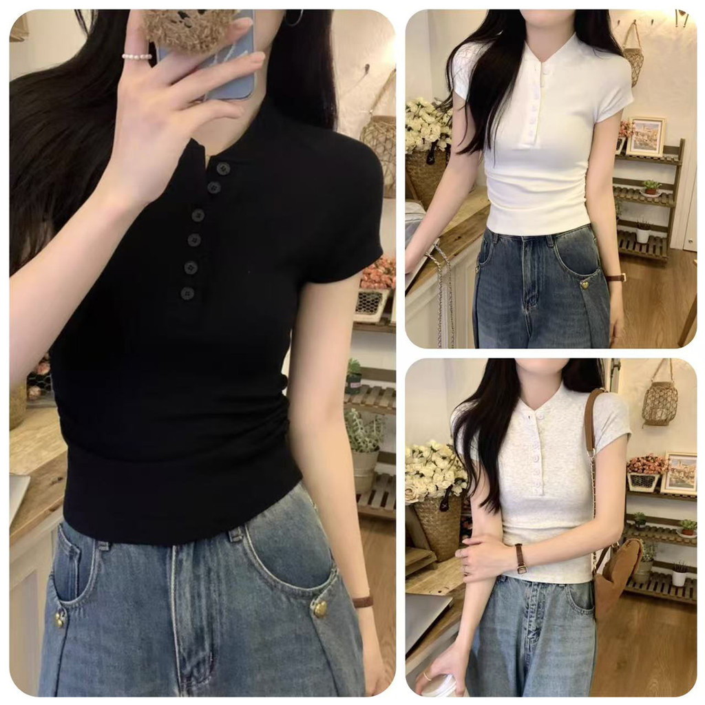 เสื้อยืดแขนสั้น ทรงผอม เหมาะใส่ทำงาน
