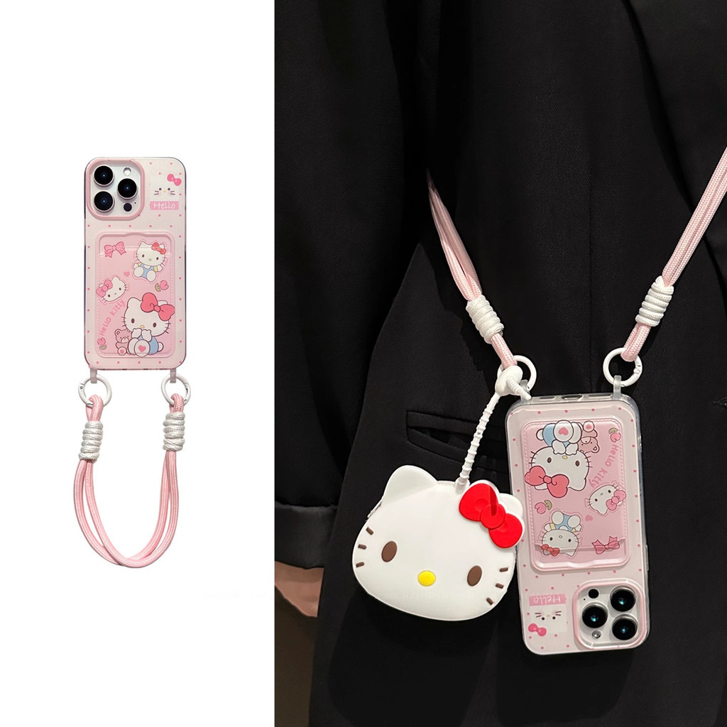 KB579 สําหรับ iPhone 16 PRO MAX กรณี 15 Pro 14 PLUS 13 PRO MAX กรณี 12 11 XS MAX XR 7 8 PLUS ins สไตล์เกาหลี Anti-fall Lanyard แฟชั่นการ์ตูนสาวน่ารักโทรศัพท์ป้องกันกรณี