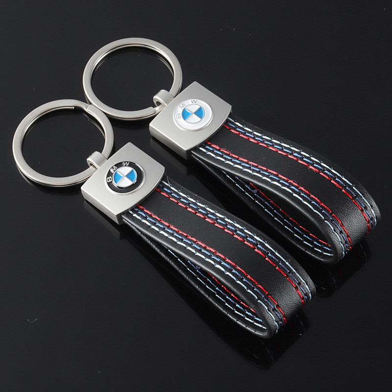 M Tricolor Sports Sign Car Logo Car Logo Leather Metal Keychains Car Key Ring Pendant Car keychain d