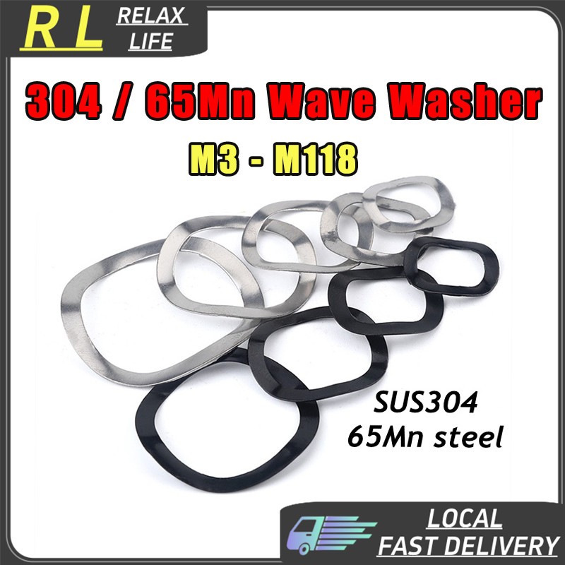 RLเครื่องซักผ้าWave 65 Mn 304 สแตนเลสสีดํา M3-M118 Wave ฤดูใบไม้ผลิปะเก็นปะเก็นยืดหยุ่น M3M4M5M6M31