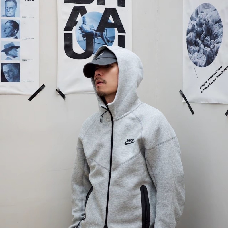 Ready Stock ของแท้ 100% Nike TECH FLEECE ผู้ชายและผู้หญิงถัก Double Zip กีฬา Hooded Jacket FB7922