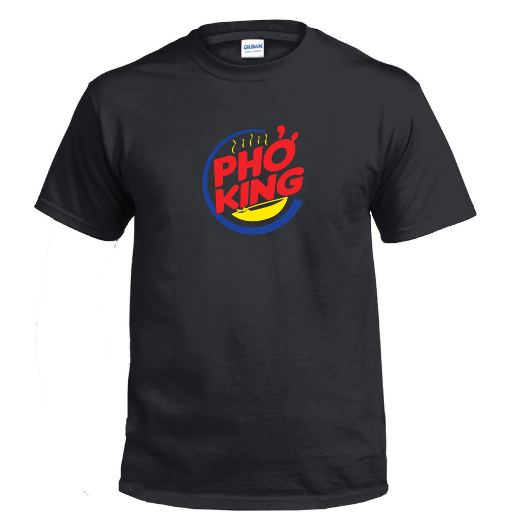 Pho King Burger Asian Foodie Box Logo Funny Shirt เสื้อยืดผ้าฝ้าย