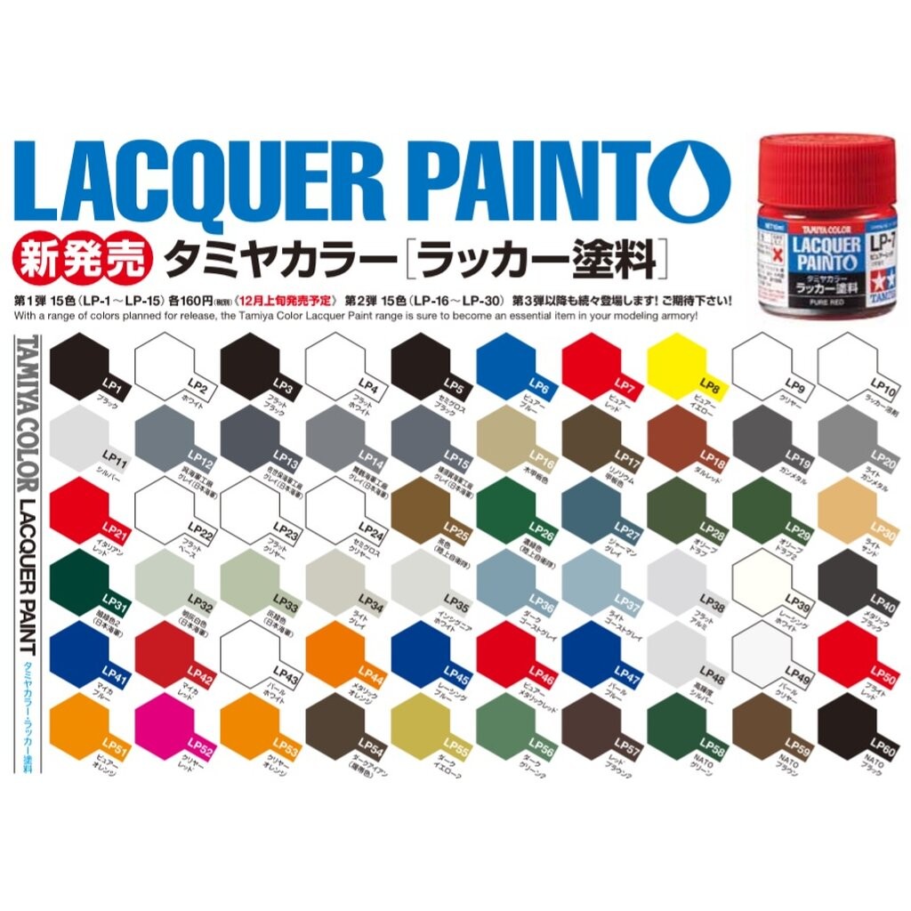 TAMIYA Lacquer Paint (LP-1 - LP-85) สีแลคเกอร์สำหรับโมเดล 82101 82102 82103 82104 82105 82106 82107 82108 82109 82111