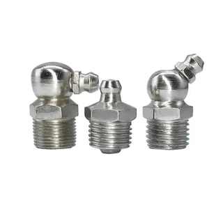 หัวอัดจารบีสแตนเลส ปลอดสนิม แบบตรง 45° 90° เกลียวมิล M6 M8 M10 (304 Stainless Steel Grease Nipple)
