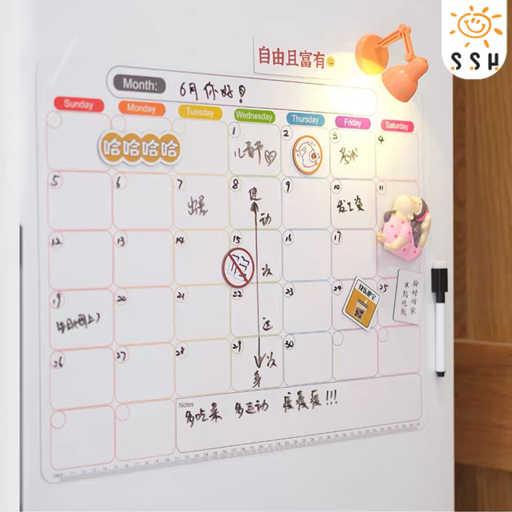 กระดานแผ่นแม่เหล็กติดตู้เย็น ชนิดแผ่นแม่เหล็ก จดโน้ต ตารางงาน วาดรูปเล่น กระดานไวท์บอร์ด ไวท์บอร์ดติดตู้เย็น บันทึก