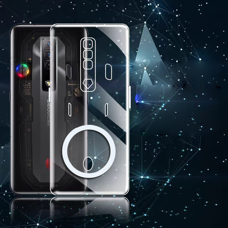 ปลอกสําหรับ Red Magic 7 NX679J Pro NX709J โปร่งใสใสนุ่ม TPU ฝาหลังด้วยสติกเกอร์แม่เหล็ก