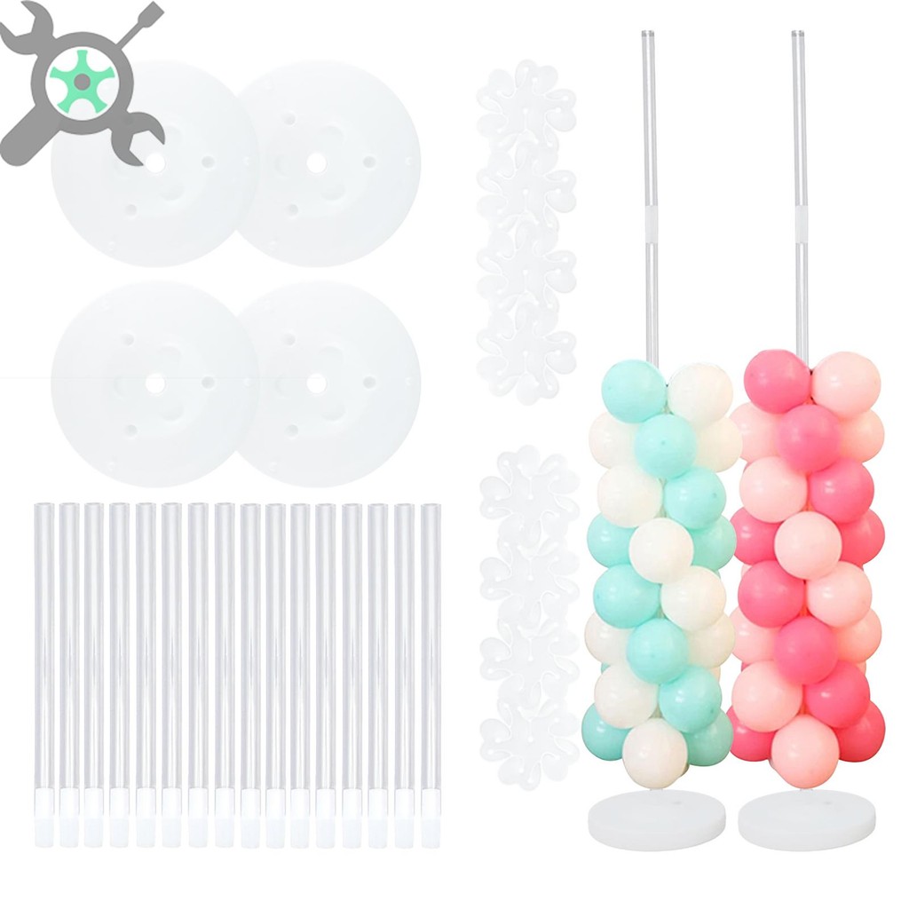 2 ชุดบอลลูนคอลัมน์ขาตั้งชุด 8.4ft ความสูงบอลลูน Arch ขาตั้งชุดฐานเสาและคลิปดอกไม้บอลลูนแบบใช้ซ้ําได้