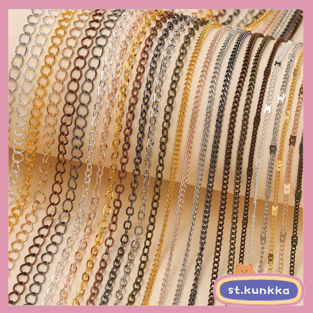 ST.KUNKKA โซ่ขยายสีเงิน สีทอง สําหรับทําเครื่องประดับสร้อยคอ 5 เมตร / ล็อต กว้าง 1.5 มม.