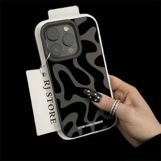 เคส ไอโฟน For iPhone 13 14 15 สากล เคสโทรศัพท์มือถืออะคริลิคใส ลายเส้นสีดำ 11 12 ProMax 7 8Plus X XSMax XR