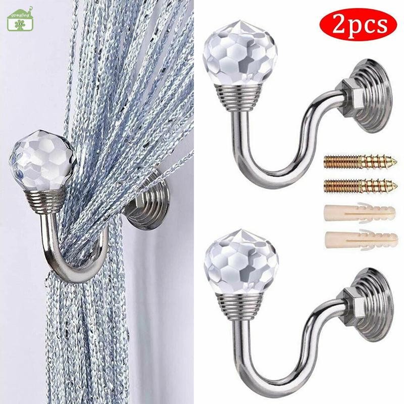 [Gong]2x คริสตัลผ้าม่าน Holdback แขวน Wall Tie Backs ตะขอผู้ถือผ้าม่าน Tie กลับ th