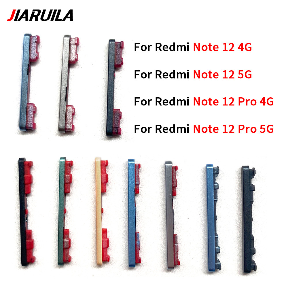 ปุ่ม Power & Volume Key Housing ปุ่มด้านข้างริบบิ้นสําหรับ Xiaomi Redmi หมายเหตุ 12 Pro 4G 5G ปุ่ม + ปริมาณปุ่มด้านข้าง Key