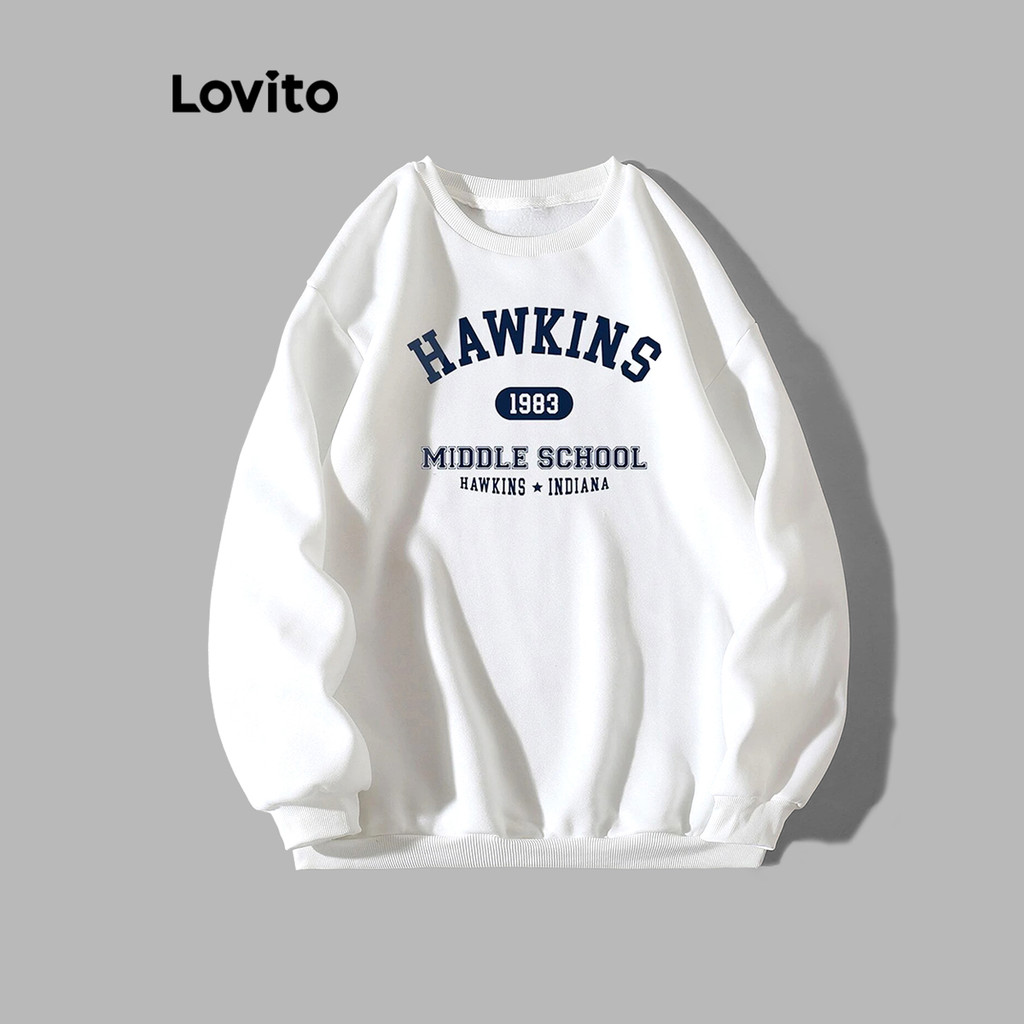 Lovito เสื้อสเวตเตอร์ลายตัวอักษรลำลองสำหรับผู้หญิง L99ED904